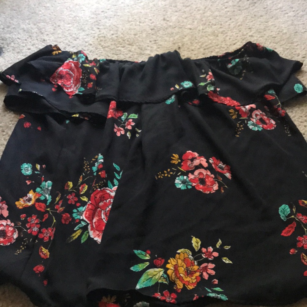 Floral Black off the shoulder top